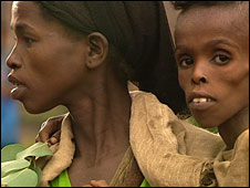 Ethiopian boy Tareknge and his mother